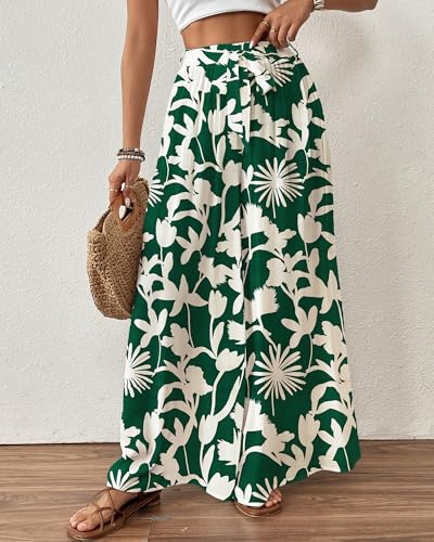 Bsubseach Wide Leg Pants Woman Flowy Floral Palazzo Pants for Women High Waisted Summer Casual Trousers Cruise Outfits3