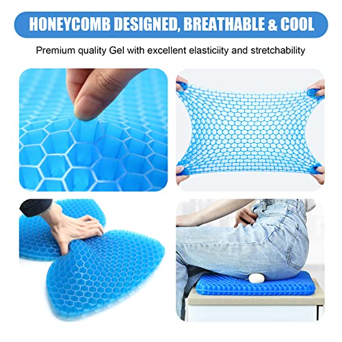 Roaddpmate Gel Seat Cushion, Double Thick Gel Seat Cushion, Egg Seat Cushion With Honeycomb Design, For Office Chairs, Wheelchairs, Relief Sciatica Tailbone & Back Pain (18.9 X 18.7 X 1.7 In) #TOP2