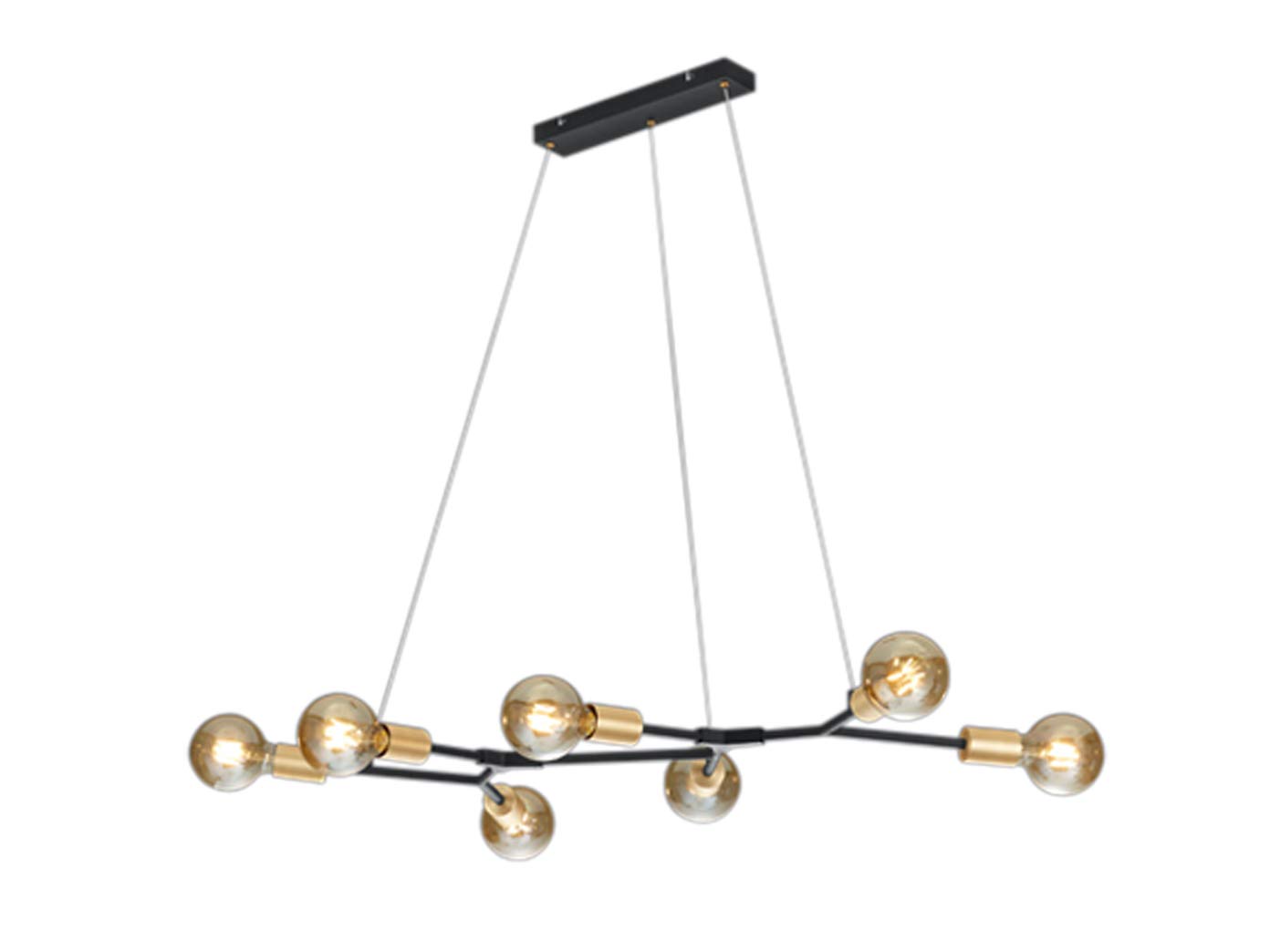 Trio Leuchten Cross 306700732 - Lampadario a sospensione, in metallo, colore: Nero opaco/bronzo, 7 x E27