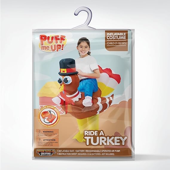 Disfraz inflable de pavo de Acción de Gracias para niños, disfraz inflable para montar en un pavo para fiesta de Halloween, evento de cosplay, disfraces inflables de Halloween 8