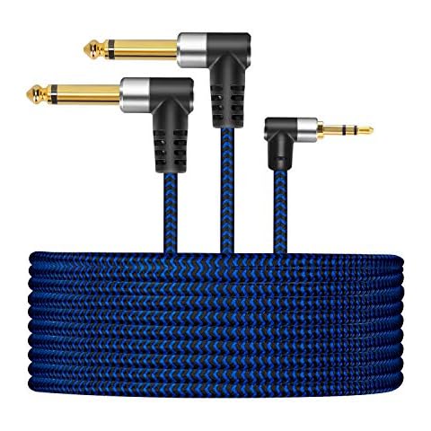 LDKCOK 3.5mm 1/8" TRS to Dual 6.35mm 1/4" TS Mono Stereo Y-Cable Splitter Cord Cable 10ft, Compatible for Smartphone,iPod,Sound Card, CD Players, Multimedia Speaker,PA Audio and Home Stereo System Cover