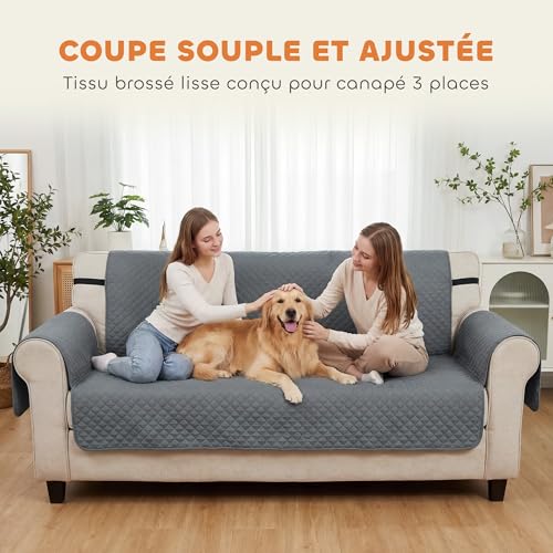 Housse de canapé 3 places imperméable et lavable pour chien et chat