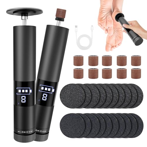 2 en 1 Rapeuse Pieds Électrique, Rechargeable Sans fil Rappe Pieds Pédicure, 9 Vitesses avec Affichage LED, Ponceuse Pied pour le Soin Pieds et Ongles