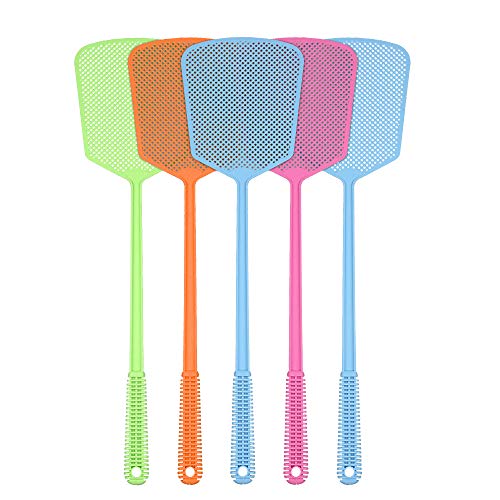Fly Swatter 5 Pack Fly Swat Insect Mosquito Wasp Pest Control with Strong Handle Heavy Duty Multi Pack Plastic Manual fly Swatters