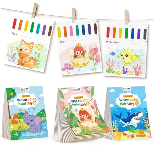 TECJOE 3 Pack Paint with Water Coloring Books for Toddlers,