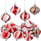 Liliful 12 Pcs Christmas Peppermint Candy Ornament Set 1.97 Inches Candy Balls Hanging Ornaments Christmas Tree Decoration Xmas Balls for Indoor Outdoor Xmas Tree Decor(Classic Style)