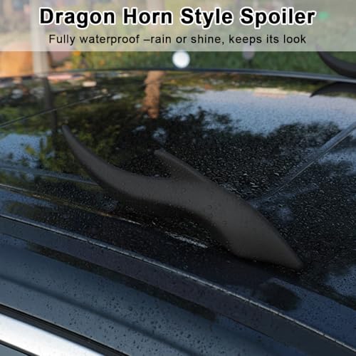 Image of STHIRA Car Mini Flame Decorative Spoiler EVA Dragon Horn Style Auto Trim with Adhesive, Waterproof Exterior Car Decoration for Roof, Hood & Trunk, Universal Fit for Cars & SUVs, 30x6.6cm