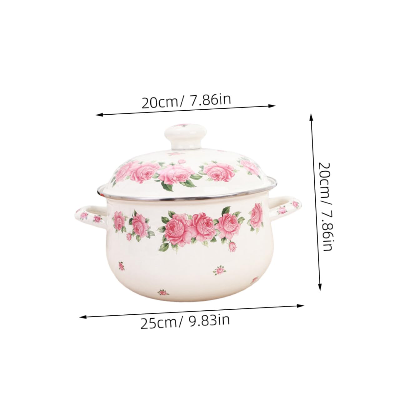 UKCOCO Saladier Ceramique Marmite à Soupe en Émail 2.3l à Fond Plat, Poignées Doubles, Design Lisse, Cuisine Familiale et Ragoût