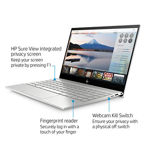Image of HP Envy 13 Ultra Thin Laptop 13.3 inch Full-HD, Intel Core i5-8250U, Intel UHD Graphics 620, 256GB SSD, 8GB SDRAM, Fingerprint Reader, 13-ah0051wm