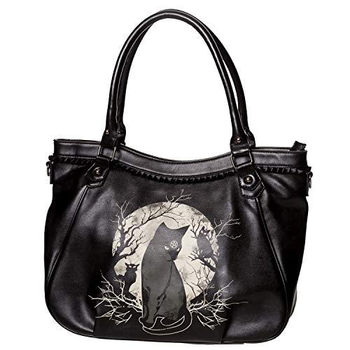 Lost Queen Hecate in Full Moon Crossbody Handbag Gothic Black Cat Alternative Purse2