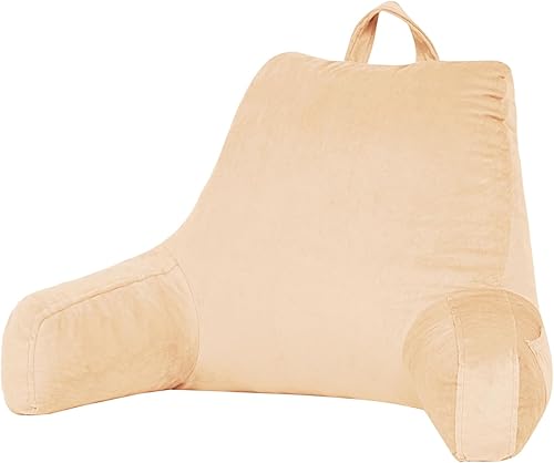 downluxe Almohada de lectura con brazos, almohada de espalda para sentarse en la cama, almohada para adultos con espuma viscoelástica triturada y