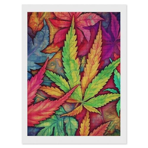 Kit de peinture diamant 5D multicolore motif feuille pour adultes débutants broderie diamants