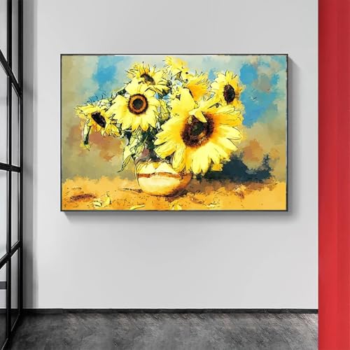 Tableau tournesol en relief sur toile XINBAO avec cadre premium