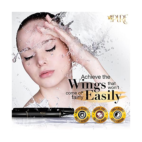 LA-PURE-Waterproof-Eyeliner-Stamp-2-Wingliner-Black-Make-Up-Pens-Vamp-Style-Wing-Smudgeproof-Waterproof-Perfect-Cat-Eye-Look-Winged-Long-Lasting-Liquid-Eye-Liner-Pen-Eyeshadow-No-Dipping LA PURE Wing Eyeliner Stamp Pens 2x Liquid Cat Eye Winged Eyeliner Stamp & Fine Tipped Pen Eyeliner Stencil Smudge Proof Black Eye Liner Tiktok Trend Items Sweatproof -Black 10mm