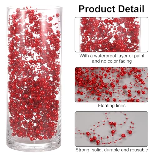 Perlas artificiales para velas flotantes rojas para rellenar jarrones altos sin desteñir 4