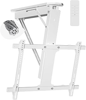 XINYAO Motorized Ceiling TV Mount, Fits 32-70" TVs, Holds 90 lbs, White