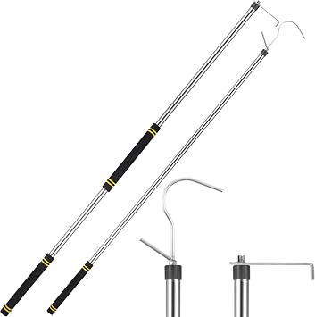 Truck Cargo Grabber, Cargo Grabber Pickup Truck Bed 34-77 inch Sturdy Truck Cargo Retrieval Pole with Two Replacement Hooks Essential Bed Buddy Cargo Truck Retriever Easy Pickup