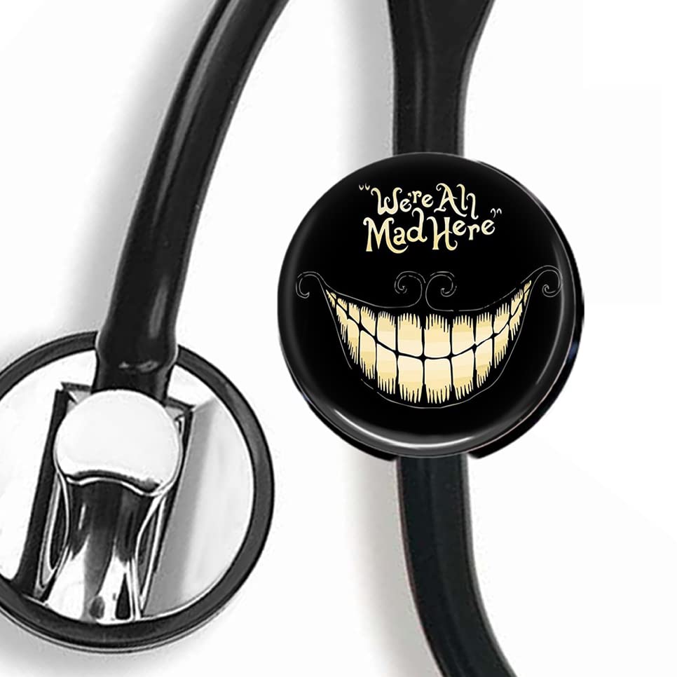 CHNLML Stethoscope Name Tag Nurse Doctor Stethoscope ID Tag Customized Steth ID Tag (We are All Mad Here)