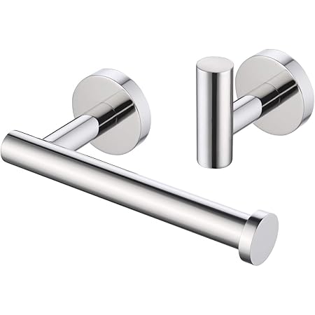 KES Juego de Accesorios de Baño con Portarollos Papel Higienico y Ganchos Toallero SUS304 Acero Inoxidable Acabado Pulido, LA20DG-21