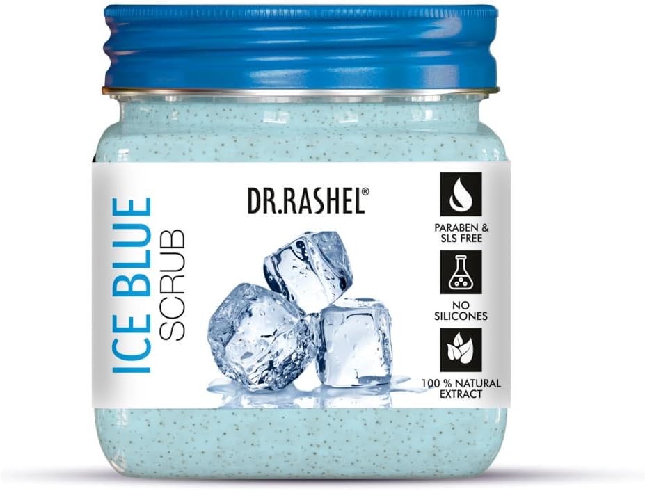 DR.RASHEL Ice Blue Scrub For Face & Body (380 Ml) | All Skin |Cleanser Scrub For Deep Exfoliation | Dead Skin Remover| Tan Removal | Blackhead Remover