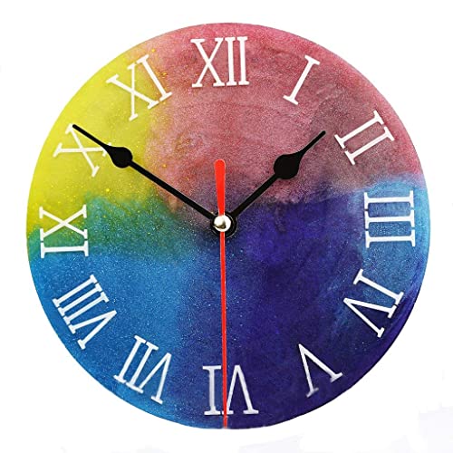 Image of URBAN BOX Clock Resin Mold Roman Numeral Arabic Numeral Clock Silicone Resin Mold for Epoxy DIY Jewelry Making Creative DIY Multipurpose Transparent Silicone Coaster Mold (12 Inch)-40