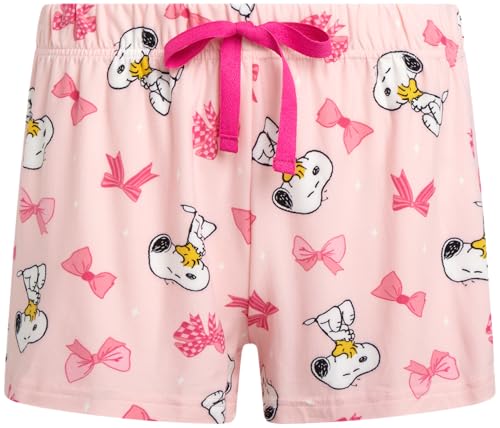 Image of COCO BRANDS Peanuts Snoopy Womens Pajama Set - 2 Piece Short Sleeve Button Down Sleep Shirt and Pajama Shorts