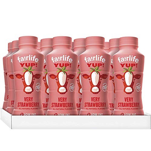 fairlife YUP! Low Fat, Ultra-Filtered Milk, 14 fl oz (Pack of 12) (Very Strawberry)