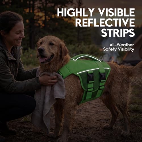 ASENKU Schwimmweste Hund Mittel M,Verstellbar & Ripstop Hundeschwimmweste,Rettungsweste für Hunde mit Griff und Reflektierend, Hunde Schwimmweste für Chihuahua,Dackel,Französische Bulldogge, Labrador