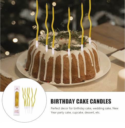 Image of Unscented Party Twisty Metallic Golden Spiral Candles-6Pc, Twisty Candles for Birthday, Baby Shower, Wedding Anniversary Party & Cake Decoration