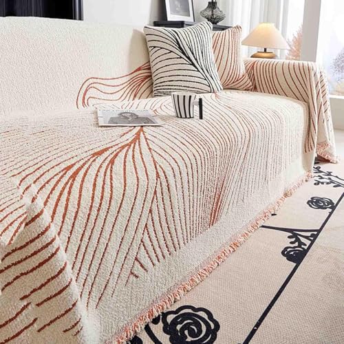 Konsilsa Large Sofa Throw with Decorative Fringe,Versatile Woven Blanket for 1/2/3/4 Seater Sofa, Settees, Couch, and Armchairs(#1,180x260cm)