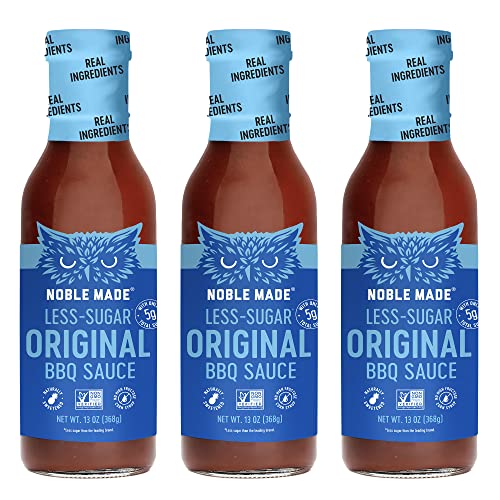 Noble Made by The New Primal, Classic BBQ Sauce, Whole30 Approved, Paleo, Gluten Free, Keto, Low Carb, Low Calorie, Dairy and Soy Free, Glass Bottle, 12 oz, 3 pack