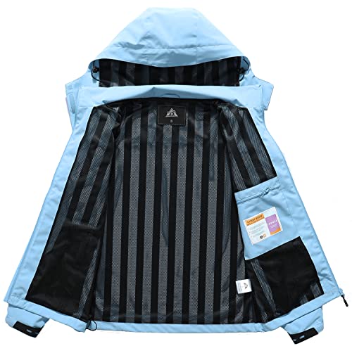 Image of MOERDENG Women's Waterproof Rain Jacket Lightweight Raincoat Hooded Hiking Jacket Softshell Windbreaker