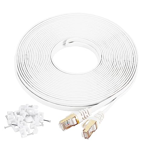 Cable Ethernet Cat7 Plano Blanco 9 m con Conectores RJ45 miniatura 1