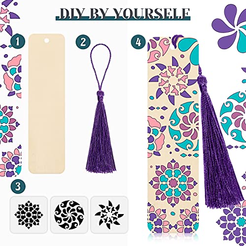92 Pieces Unfinished Wood Bookmark With Colorful Tassels Diy Templates Blank Bookmarks Ornament Wooden Bookmarks Diy Bookmarks For Kids Diy Crafts Book Lovers (Flower, 1.26 X 4.72 X 0.08 Inches) #TOP2
