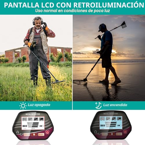Miniatura 8 de Hiuyrfs Detectores De Metales Ajustable De Alta Precisión A Prueba De Agua 33-43 Pulgadas Detector De Metales Con Pantalla Lcd Para Niños Y Adultos Detector De Oro Profundidad De Detección 34 Cm