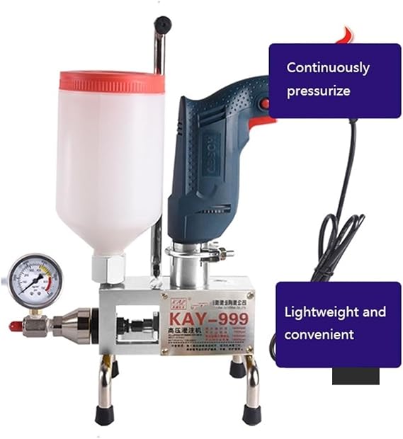 KAY-999 High Pressure Waterproof Grouting Machine 910W Injection Pump Epoxy/Polyurethane Liquid Leakage Tool for Beginners DIY use
