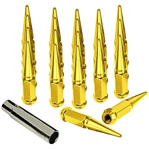 20pcs 12x1.5 Spike Lug Nuts 118 (Gold) Cover