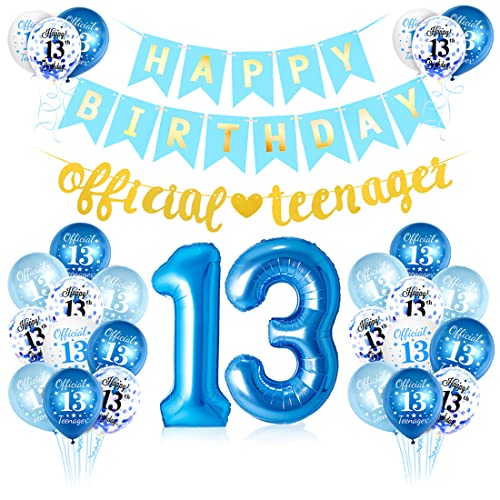 Jxuzh Tortendeko 10 Geburtstag Blau 10th Happy Birthday Cake Topper 10.geburtstagstorte Topper Kuchen Topper Blau Sternen Konfetti Luftballons Papierfächer Für Junge Mädchen Tortendeko Geburtstag