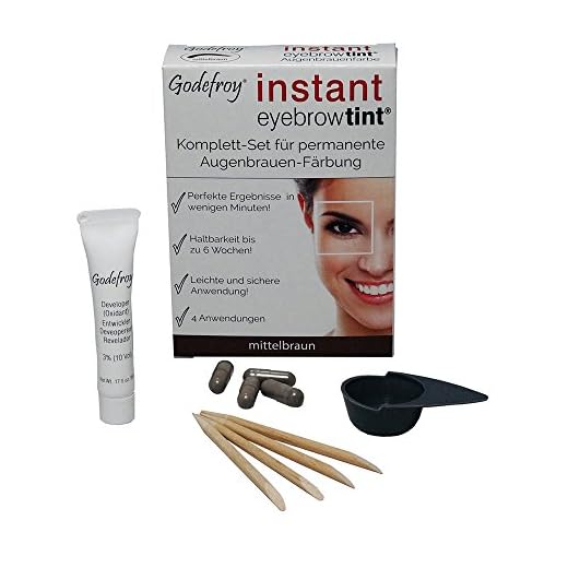 Godefroy Tinte para cejas, color marrón, 1 paquete de 4 unidades