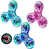 FIGROL 3 Pack Fidget Spinners, Led Light Up Fidget Spinner, Crystal Finger Toy Gift for Children, Stress Reduction and Anxiety Relief Hand Spinner