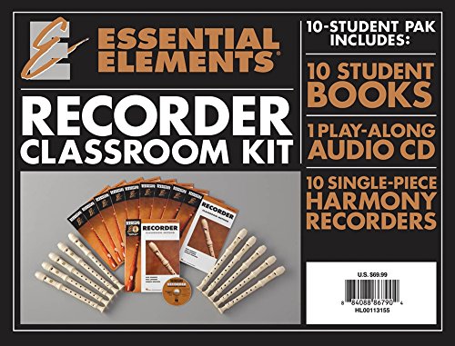 Essential Elements for Recorder - Classroom Kit | Beginner Recorder Method Book Set for Classroom Learning and Music Education | Includes 10 Student Books with Online Audio and 10 Recorders