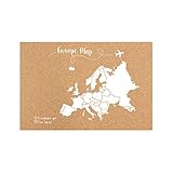 Decowood - Mapa de Corcho Europa, Pequeño, para Marcar tus Viajes y Colgar en la...