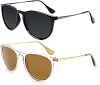 Vista 1 de ANDOILT Lentes de sol polarizados vintage para mujeres y hombres, protección UV, lentes de espejo redondos retro