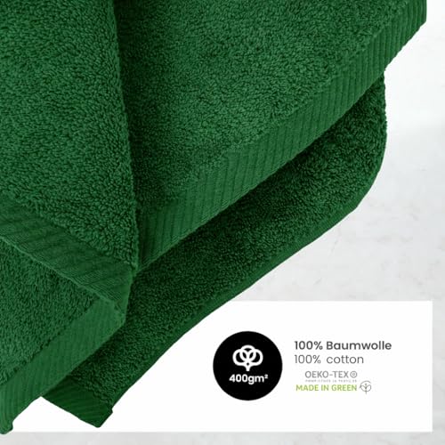 BaSaTex - 10er Pack Seiftücher für Gesichts- & Körperreinigung im Set - Frottee Seiflappen aus weicher Baumwolle in 30x30cm - Waschlappen Öko-Tex Made in Green Zertifiziert - Dunkelgrün