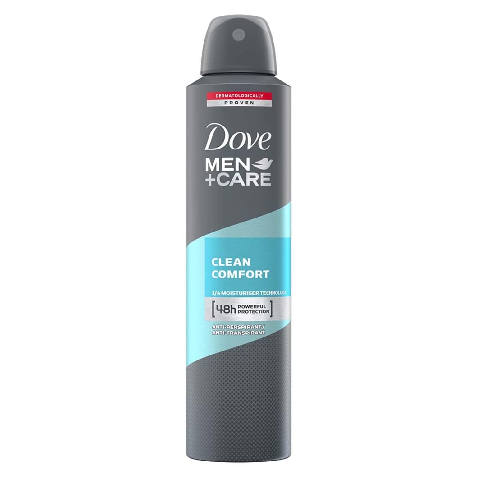 Dove Men+Care Clean Comfort Dry Spray Antiperspirant Deodorant, Up To 48 hrs Protection From Sweat & Odour, Dermatologically Proven, Soothes & Moisturises Skin, Long-Lasting Crisp Fragrance, 250 ml