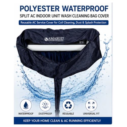 Image of Polyester Waterproof Split AC Indoor Unit Wash Cleaning Bag Cover | Reusable AC Service Cover for Coil Cleaning, Dust & Splash Protection (Parachute Fabric, 44)