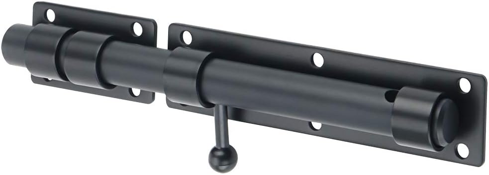 Sayayo Heavy Duty Slide Gate Latch Bolt Safety Door Lock with Padlock Hole 230MM Length, 19MM Dia Bar, SUS304 Stainless Steel Matte Black(Not Include Padlock), EMS9200-B