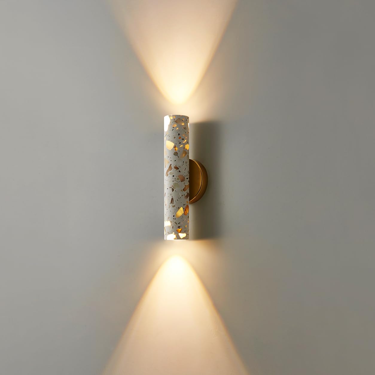 Photo 1 of LVLVlech Terrazzo Wall Sconce, 12.6 Inch Up Down Wall Light, E26 Hardwired Indoor Wall Lamp, Modern Terrazzo Sconce with Brass-Tone Backplate for Bedroom Hallway Living Roo
