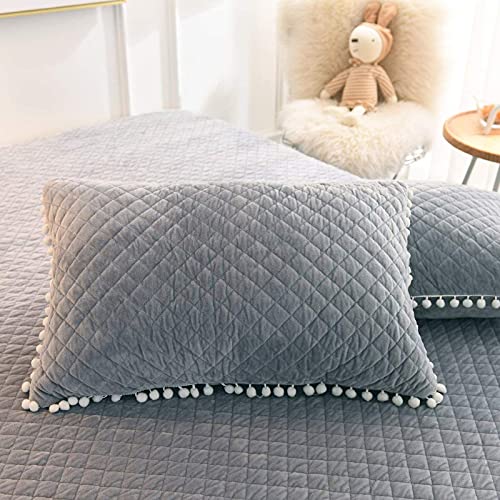 Mukka Fluffy Plush Shaggy Duvet Cover Set Queen Size, 3 Pieces Furry Fuzzy Grey Comforter Cover Bedding Queen Set (1 Faux Fur Duvet Cover + 2 Pom Poms Fringe Pillow Shams) Soft, Zipper Closure #TOP3