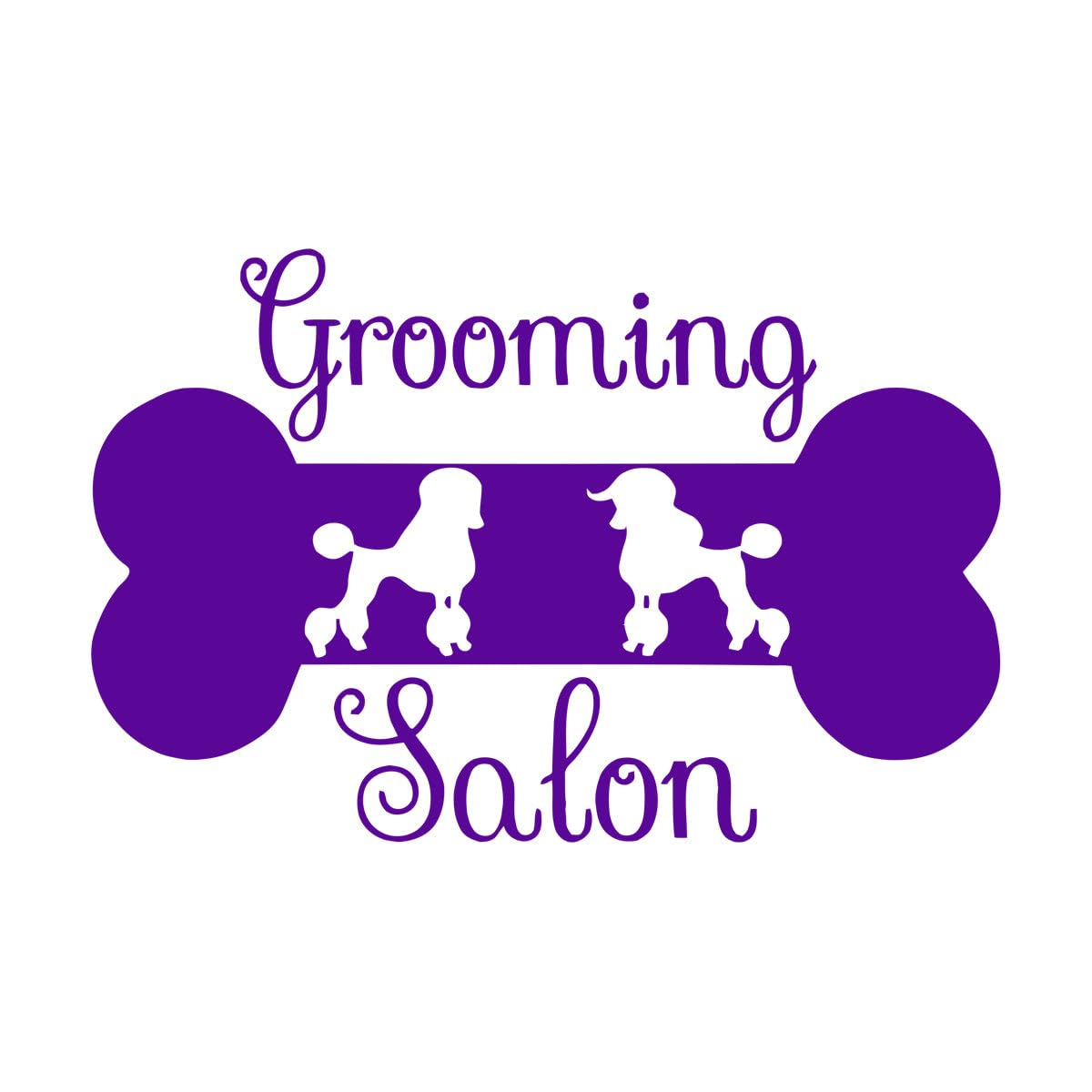 Pets Grooming Salon Sign Wall Decal Teddy Poodle Dog Grooming Wall Sticker Pet Store Decoration Bone Shape Vinyl Mural Extra Large - 57x87cm โ image 1